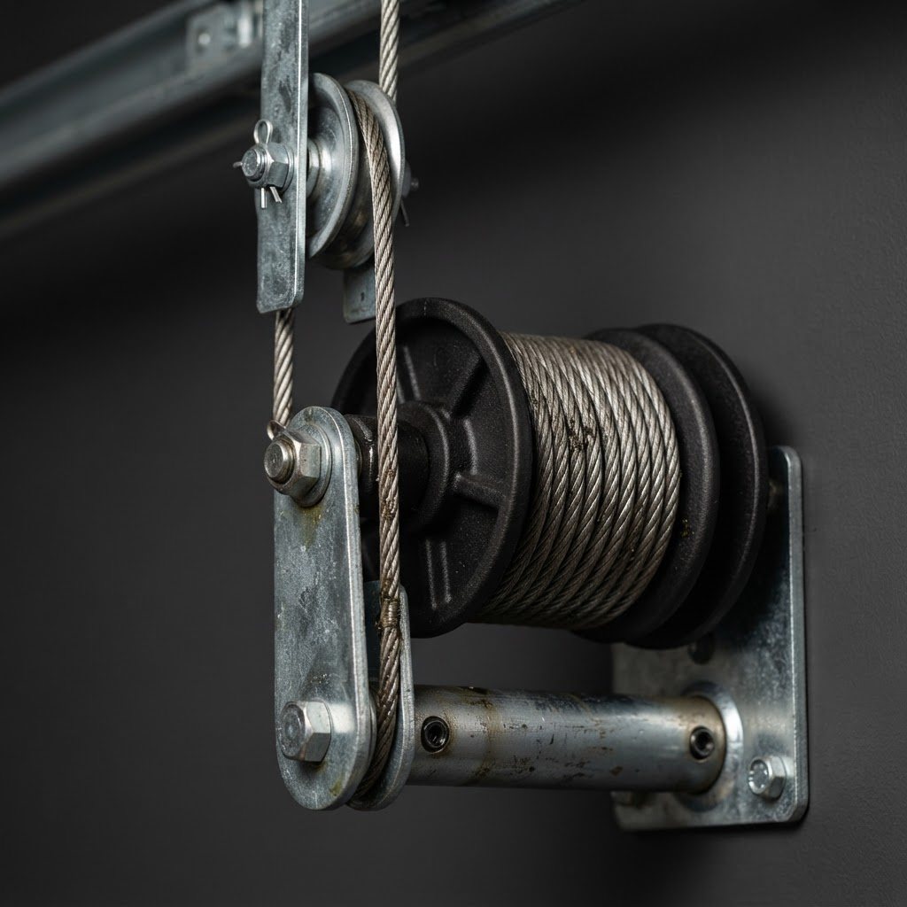 Garage door lift cable and drum